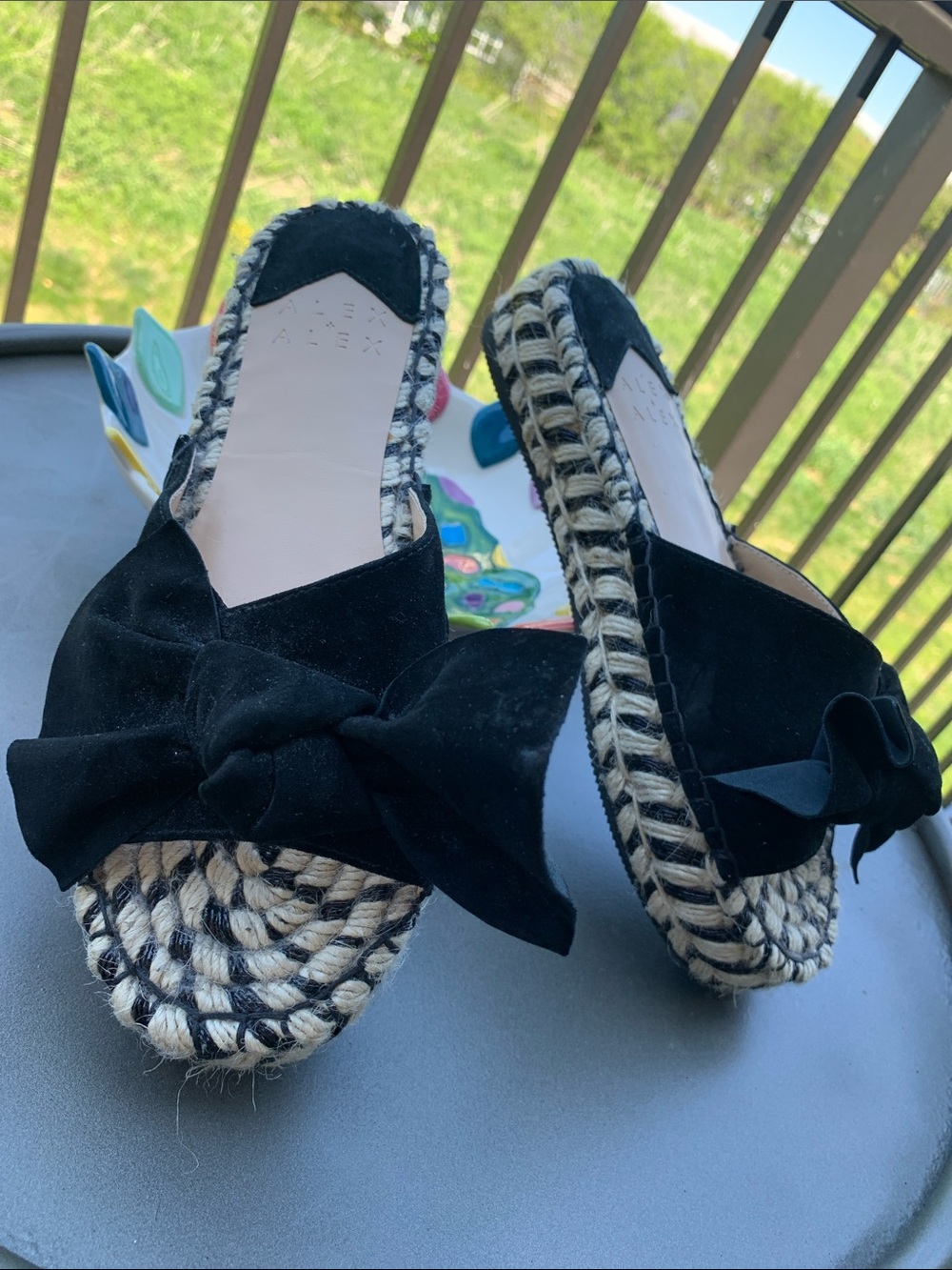 NEW Alex + Alex Suede Leather upper bow espadrilles sandals mules Size 7